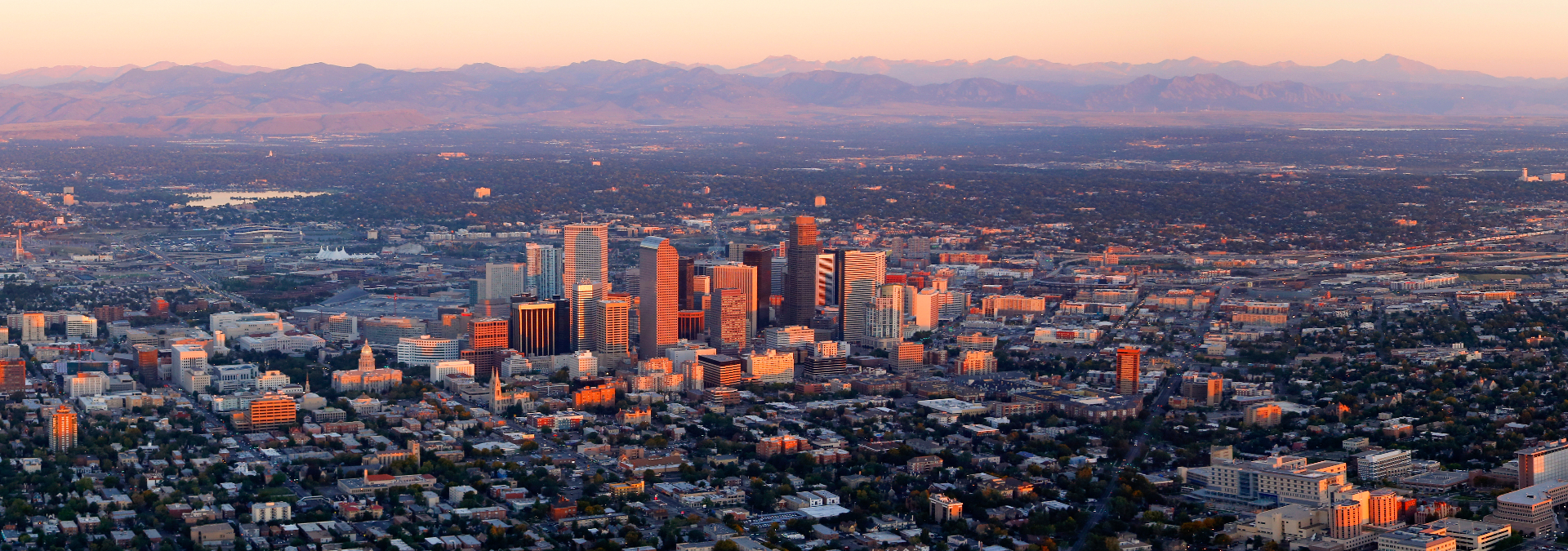 Denver skyline at sunrise